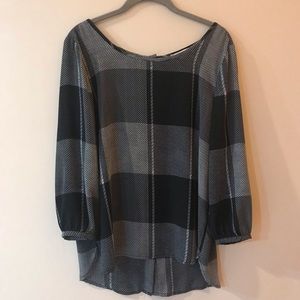 cooper & ella: Loose Plaid Blouse - Button Back
